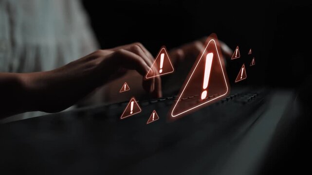 Cybersecurity alert warning showing red cyber for data breach, network threat, and cyber security system vulnerability with emphasis on security risk, caution, digital protection Marrow