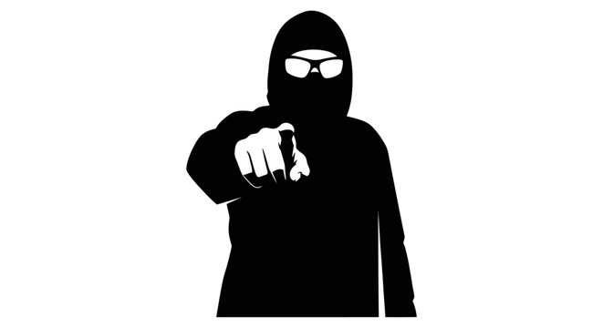 Silhouette of a masked gunman.