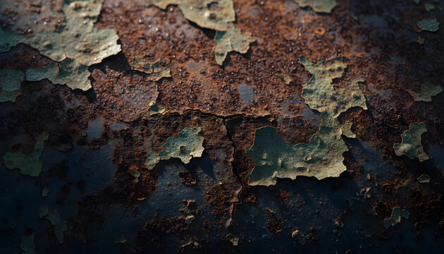 Rusty Corroded Metal Surface with Peeling Paint Texture Background