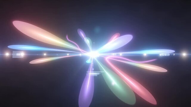 neon light trails crossing abstract night ribbons of color