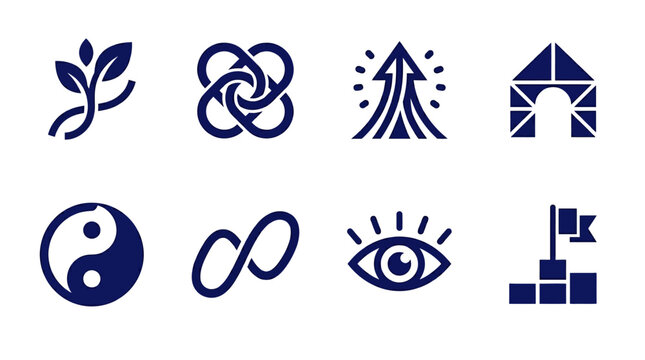 Geometric shapes and symbols icons set.