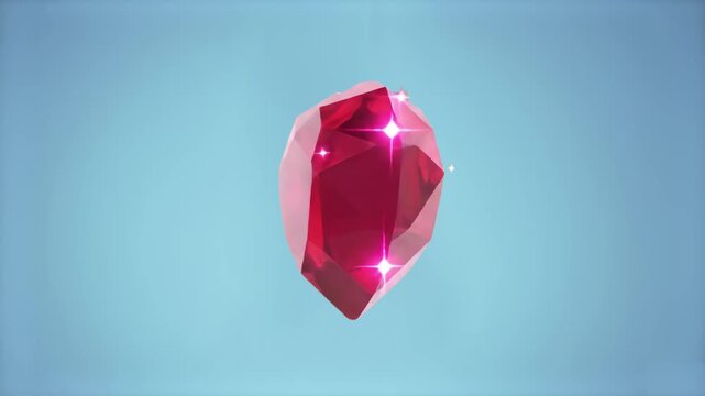 A professional 3D animation of a brilliant heart-shaped pink gemstone rotating and gleaming with light flares. Isolated on a solid black background, this high-contrast asset is ideal for luxury cinema