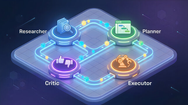 Autonomous ai agent multi-step workflow with researcher and executor