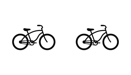 Obraz premium Bicycle icon set featuring minimalist line art and solid black silhouette styles for transportation and eco friendly lifestyle graphic design assets