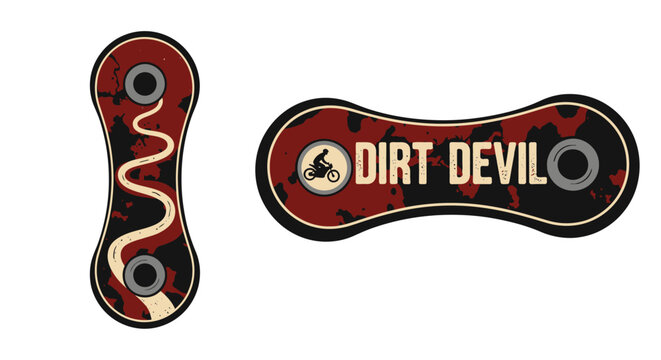 Dirt Devil skateboard sticker designs.