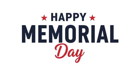 Fototapeta premium Happy memorial day text with red stars on white background