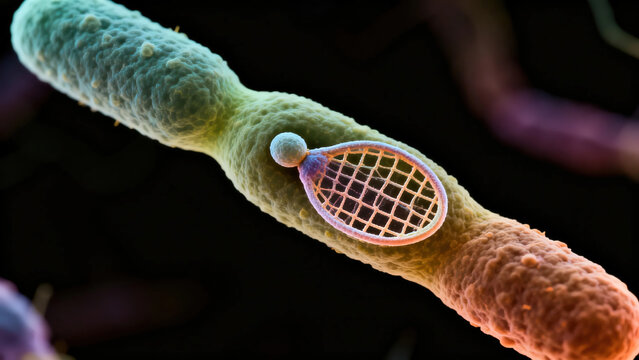 Clostridium botulinum. The image clearly shows this rod-shaped bacterium, highlighting a cell containing prominent terminal endospores, giving it its typical tennis racket-like appearance.