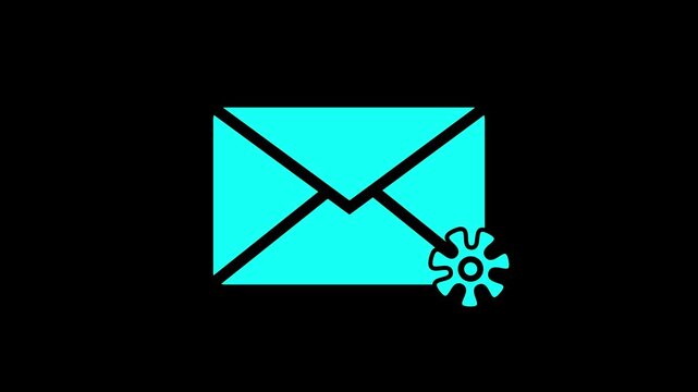 E-mail icon animation with document sitting icon animation on black background.Abstract massage,email,mail icon animation.
