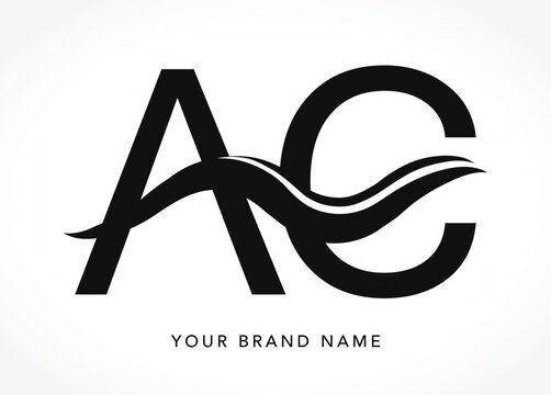 AC Monogram Letter Logo Design with Abstract Water Wave Lettermark Vector for Modern Luxury Business Branding