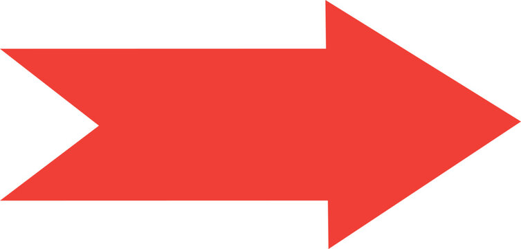 Red arrow vector icon, flat directional pointer, geometric right navigation symbol for web design