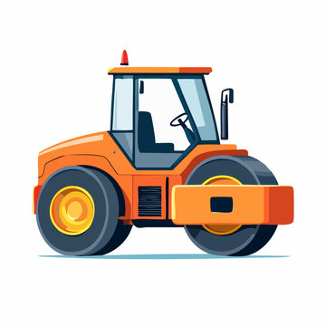 ロードローラーの建設機械イラスト