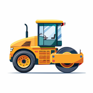 ロードローラーの建設機械イラスト