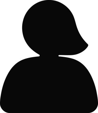 Simple black and white silhouette of a person, representing a user profile, avatar, or human figure, isolated on a white background, for digital interfaces, and navigation menus
