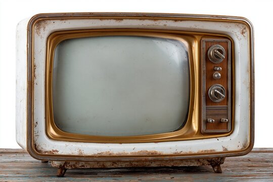Television set from the mid-twentieth century features a classic wooden cabinet design and analog tuning knobs that evoke a sense of nostalgia for the early years of broadcast home entertainment.
