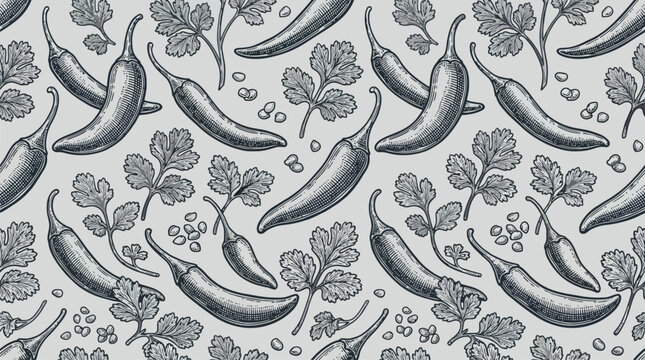 Chili pepper pattern featuring stylized peppers.