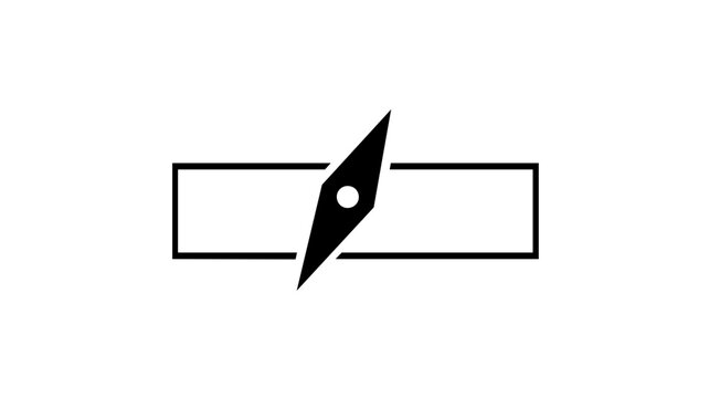 Minimalist vector illustration of a search bar with a compass needle, symbolizing digital navigation, discovery, and strategic search. Clean line art icon for business and technology interfaces.