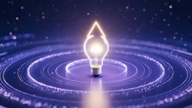 Luminous light bulb igniting digital network symbolizing breakthrough idea for Startup Success Innovation ecosystem platforms with data flow on dark background