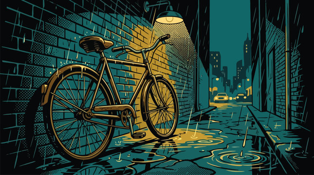 Yellow vintage bicycle with retro frame.