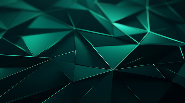 Abstract crystal background in light green colors with refracting of light and highlights on the facets