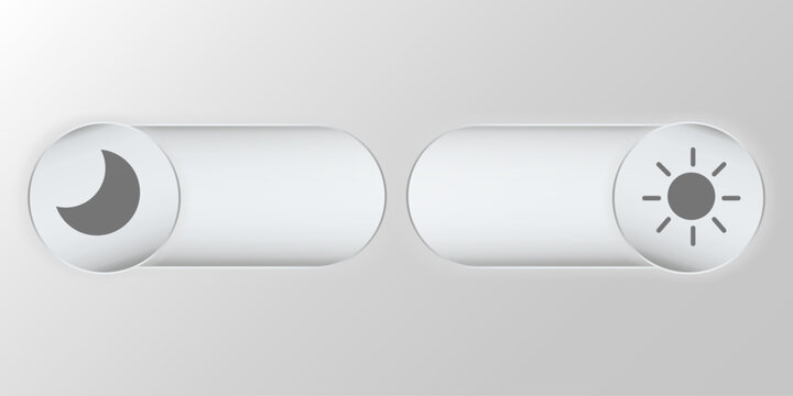  Day-night mode slider button with glass morphism design. Sleek toggle switch featuring sun and moon symbols for seamless light-dark interface transitions.