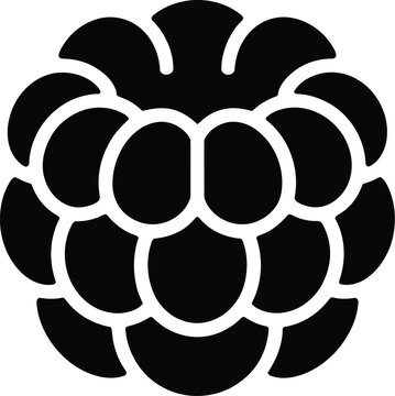 Black and white of a single raspberry fruit, showing the characteristic bumpy texture and rounded drupelets, isolated on a white background, for food, nature, or healthy eating concepts