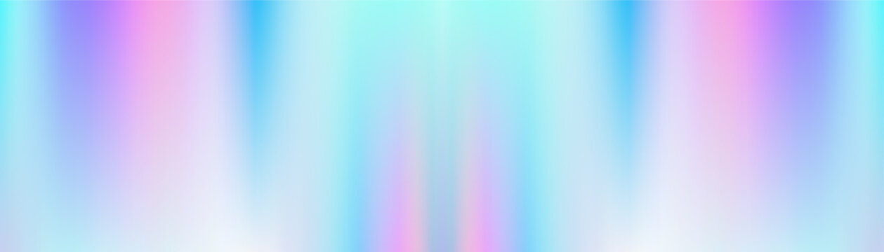 Abstract gradient texture featuring holographic rainbow colors, smooth blue-to-pink transitions with aurora-inspired hologram patterns and soft iridescent glow effects
