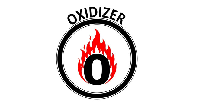 Oxidizer Hazard Sign with Flame Symbol