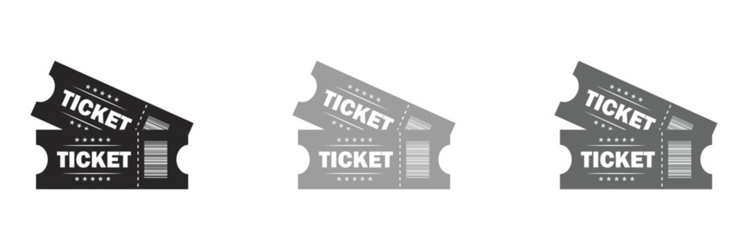 Ticket vector icon set, Convert, Movie and Festival ticket symbol, Isolated Black Clip art, Entertainment graphic elements for Decoration in Modern minimal style, Business and Web banner  . EPS 10 .