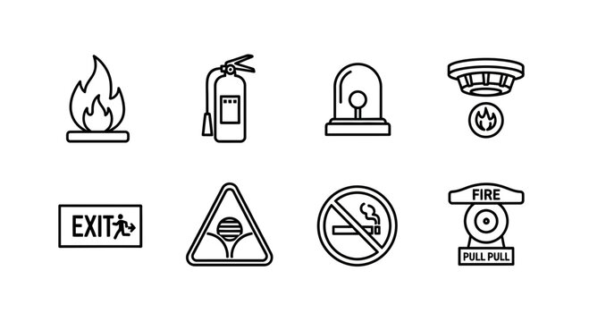 Set of Fire Safety and Emergency Icons