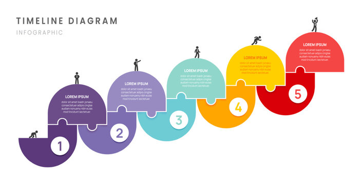 Business roadmap timeline infographic with 5 steps milestones elements, diagram, and icon, vector.
