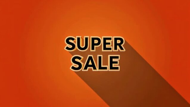 Vibrant promotional graphic showcasing 'Super Sale' text with a striking long shadow effect on an energetic orange background, perfect for announcing special discounts and limited-time offers