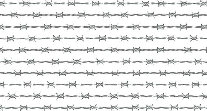 Seamless barbed wire fence pattern silhouette illustration for security and boundary concept design