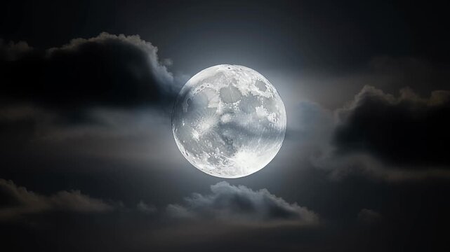 full moon cloudy night sky over dark clouds stock video