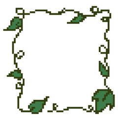Green vine square border frame with leaves pixel art graphic © BlackGroundMeYou 