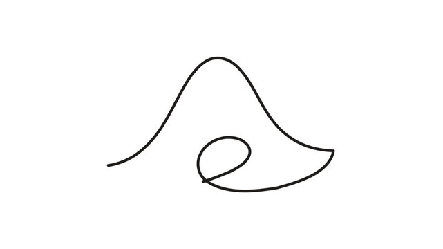 Minimalist Actuarial Science Bell Curve Vector Illustration. Clean line art of a normal distribution graph for statistics, data analysis, and probability concepts. Simple scalable icon design.