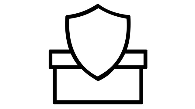 Cybersecurity Data Loss Prevention Vector Icon Illustration featuring a protective shield over a storage box or container, symbolizing secure data management and information privacy.