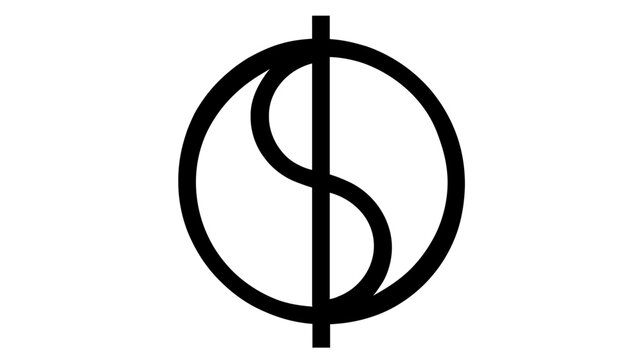 Minimalist dollar sign vector icon featuring a clean line art style within a circle. This professional currency symbol illustration is perfect for business, finance, and technology projects.