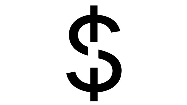 Minimalist black dollar sign vector icon illustration, stylized currency symbol for business and finance, clean line art design isolated on white background, scalable flat graphic element.