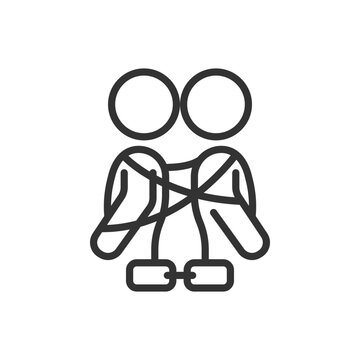2D pixel perfect editable black codependency icon, isolated simple vector, thin line illustration representing psychology.