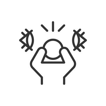 2D pixel perfect editable black paranoia icon, isolated simple vector, thin line illustration representing psychology.