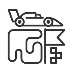 Fototapeta premium Grand prix formula one racing linear icon. Fast car, high speed f1 driver. Championship tournaments session. Thin line illustration. Contour symbol. Vector outline drawing. Editable stroke