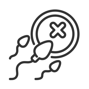 Infertility linear icon. Male erectile dysfunction, impotence. Ovulation insemination issue, sperm egg. Thin line illustration. Contour symbol. Vector outline drawing. Editable stroke