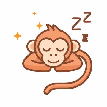 Cute Monkey Sleeping Icon