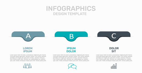 Fototapeta na wymiar Infographic with icons, headings, and text blocks design for business, presentation, or data visualization. Vector illustration.