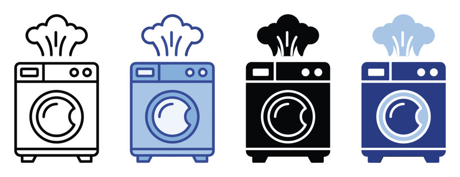 Modern washing machine and dryer appliance symbols for laundry service advertisement or home care infographic needs