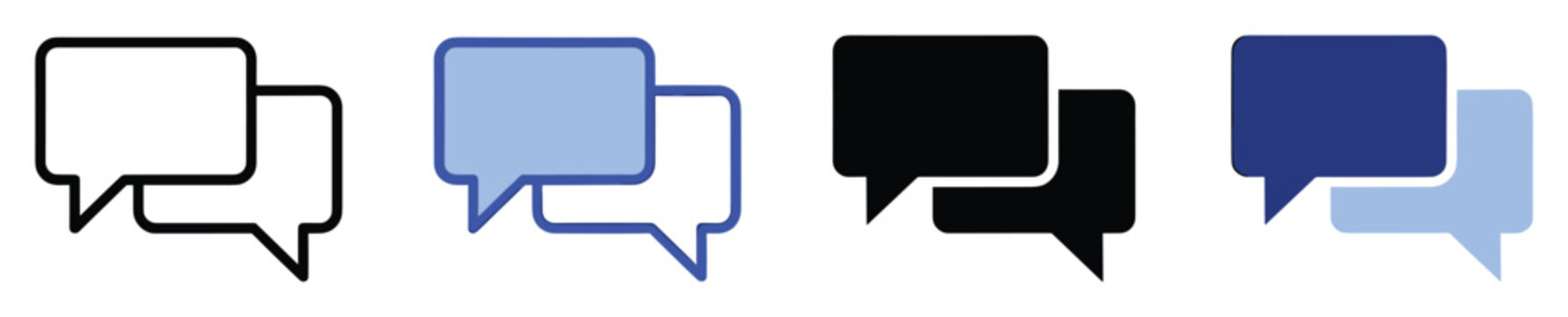 Modern communication speech bubble icons for social media, app interface, and online messaging