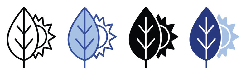 Naklejka premium Sustainable energy symbol combining a leaf and sun for ecological awareness applications