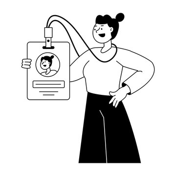 A Glyph style illustration showing id card