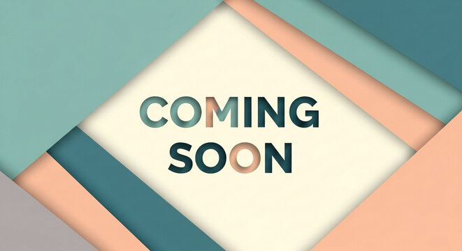 Coming soon, announcement background, colorful geometric shapes, teaser template