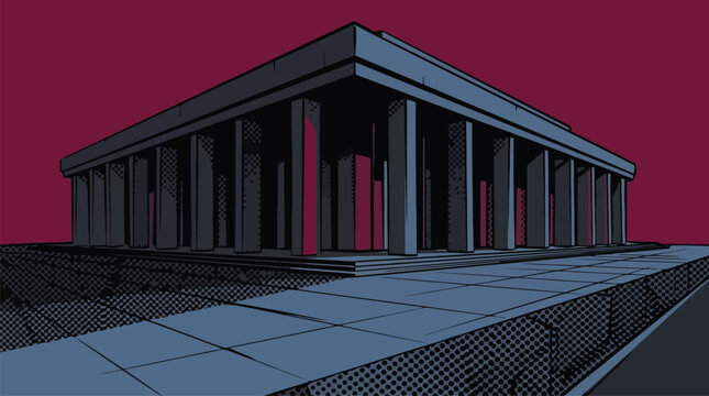 Temple with columned facade and steps.